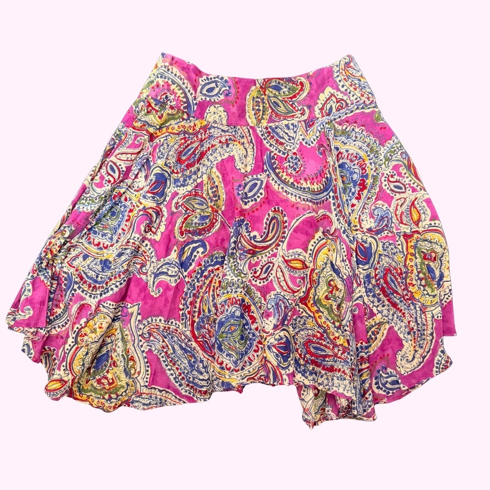 Ralph Lauren 100% Cotton Paisley Layered Asymmetrical Midi Skirt PM